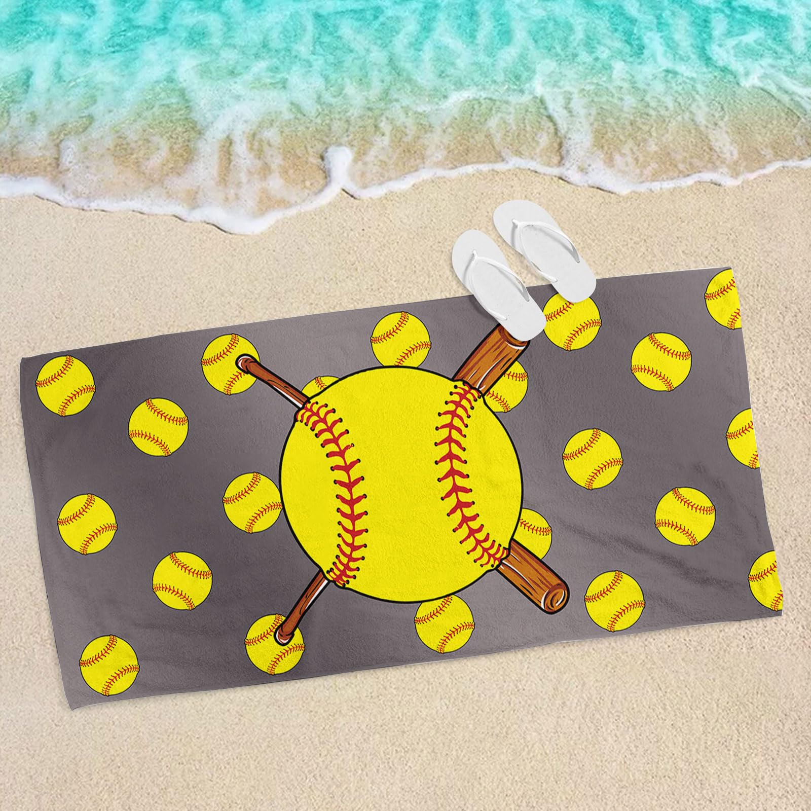 Irisbell Large Cotton Beach Towel – 63 X 32 Inch Quick Dry, Sand Free Towel For Pool, Yoga, Travel (Soccer Blue)