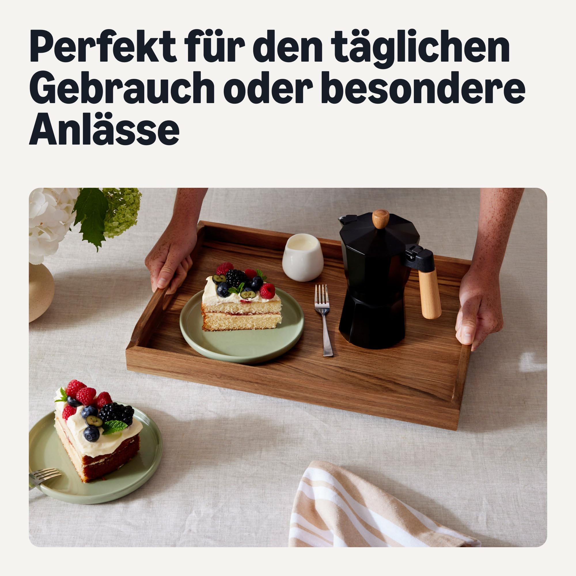 Amazon Basics Serviertablett aus Holz, Akazienholz, 43,2cm x 30,5cm