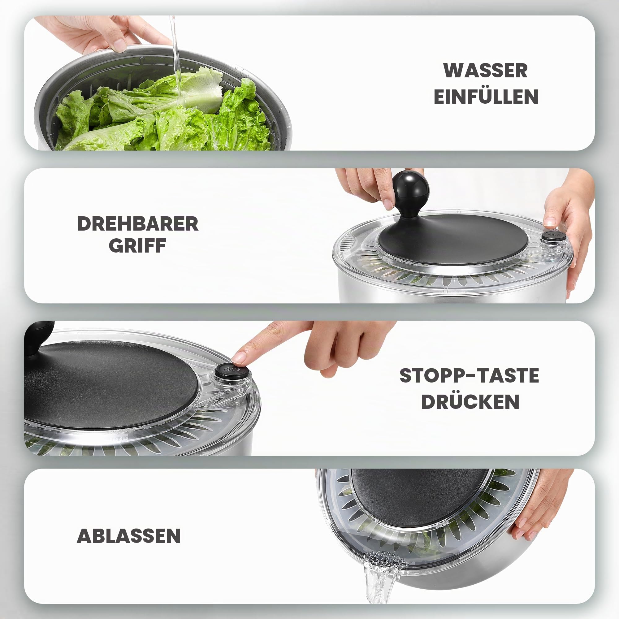 SveBake Salatschleuder Edelstahl groß