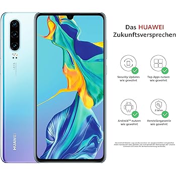 HUAWEI P30 Dual-SIM Smartphone Bundle (6,1 Zoll, 128 GB ROM, 6 GB RAM, Android 9.0) Breathing Crystal + USB-Adapter [Exklusiv bei Amazon] - DE Version