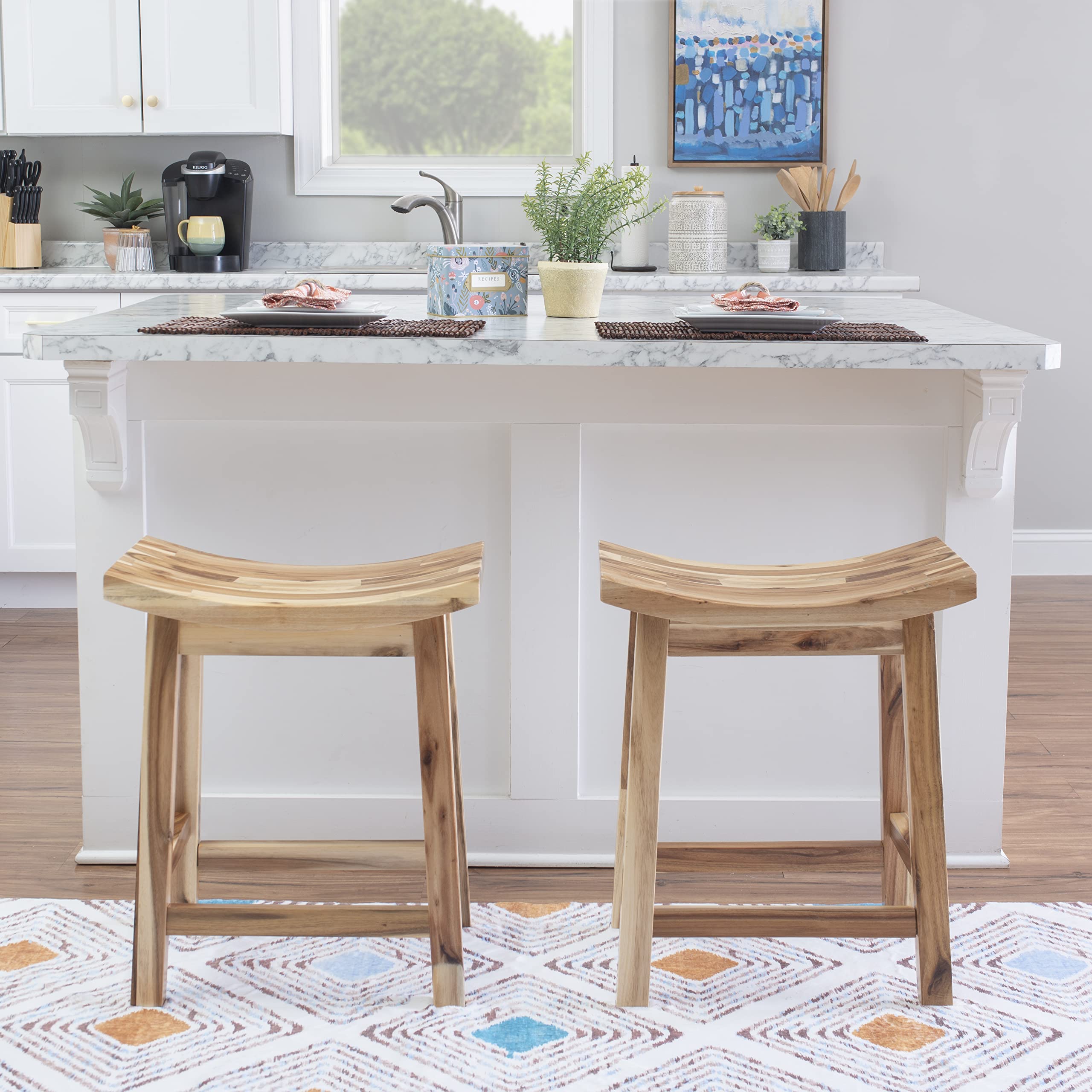 Powell Muebles Dale Saddle Bar Taburete Madera Natural 2