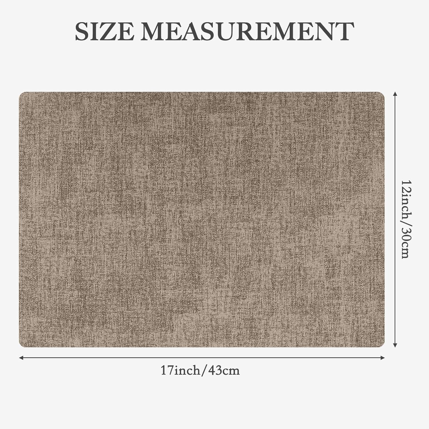 Faux Leather Heat Resistant Placemats Set of 8 – Waterproof Oilproof Wipeable Dining PU Vinyl Place Mat Easy Clean Table Mats for Kitchen/Dining/Party/Holiday, Khaki