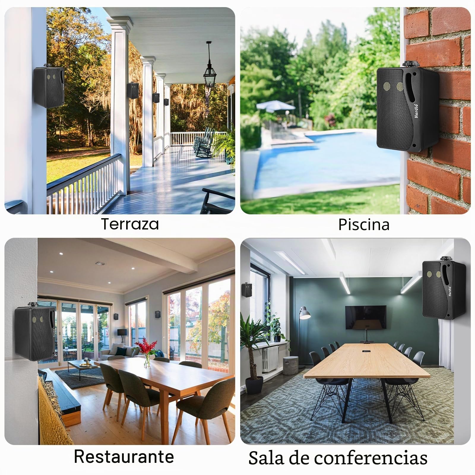 Herdio Altavoces pasivos de 3.5 Pulgadas para Exteriores, con Cable, Impermeables, para Montaje en Pared, con Sonido Superior de 400 W, Durabilidad para Todo Tipo de Clima, para el hogar, Patio