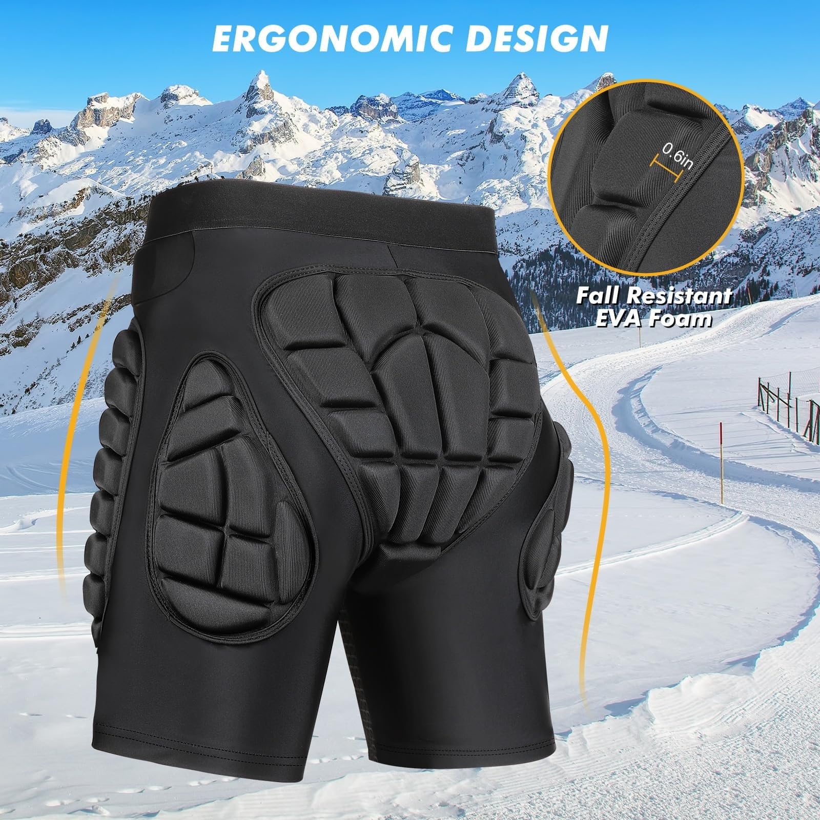 BAHREL 3D Hip Protection EVA Butt Pads Protective Padded Shorts Protective Gear Guard Impact Pad for Skiing Ice Skating Snowboarding (Size : Medium)