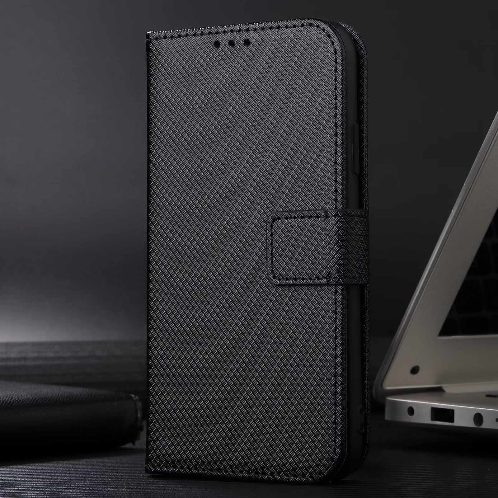 EasyShow Custodia per Honor 90 Lite/X50i, Honor 90 Lite/X50i Portafoglio Flip fibra di carbonio Cover con Supporto Stand ed Carta Fessura ed Cover di Pelle Cover per Honor 90 Lite/X50i-Nero