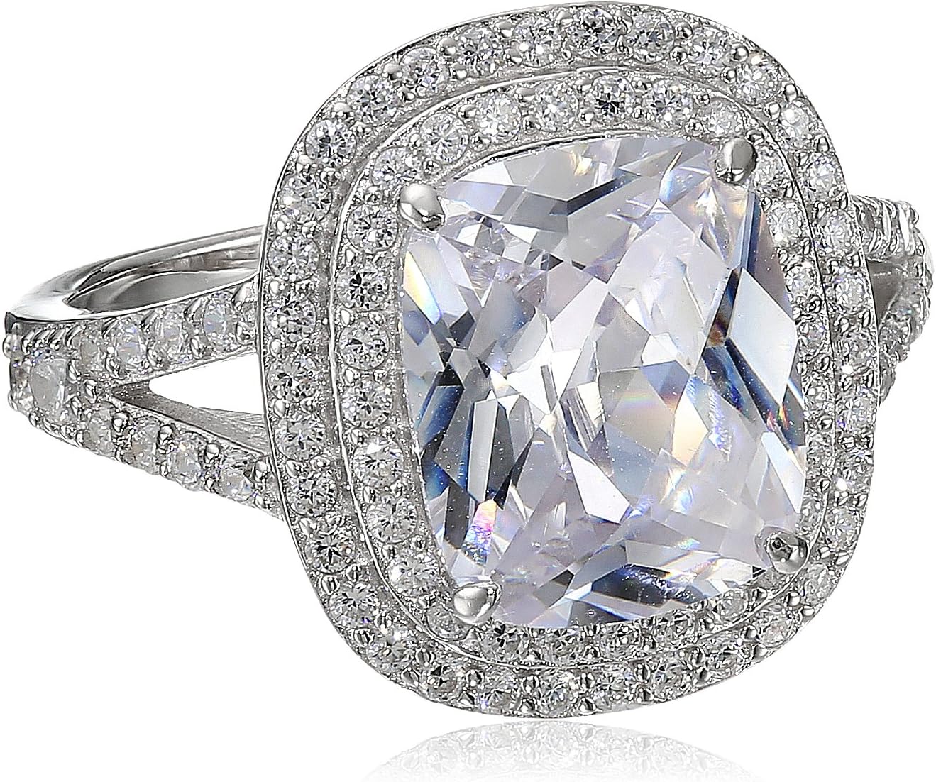 Charles Winston, S Silver, Cubic Zirconia Ring with 10 x 12mm Charles Winston SCINTILLANT CUT(TM) Cushion Shape, 7.00 ct. tw.