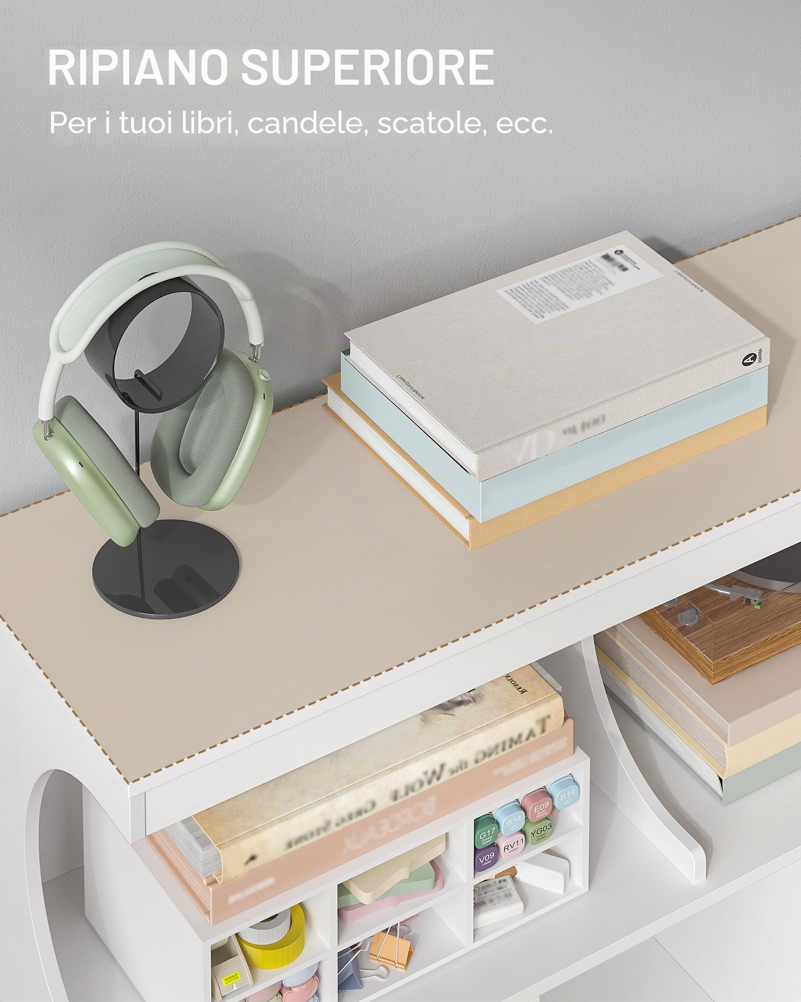 Hzuaneri Libreria, 8 Cubi Bianco Scaffale Autoportante Scanalature con U, Libreria da Parete, Scaffale Portaoggetti per Soggiorno, Ufficio, Studio, 30 x 100 x 100 cm, Bianco, BC33203X