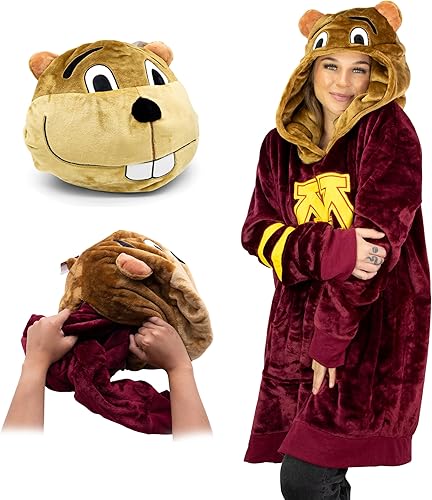 Manta de peluche con capucha – Sudadera de manga larga con bolsillo de la Universidad de Minnesota Golden Gophers de la Universidad de Minnesota –