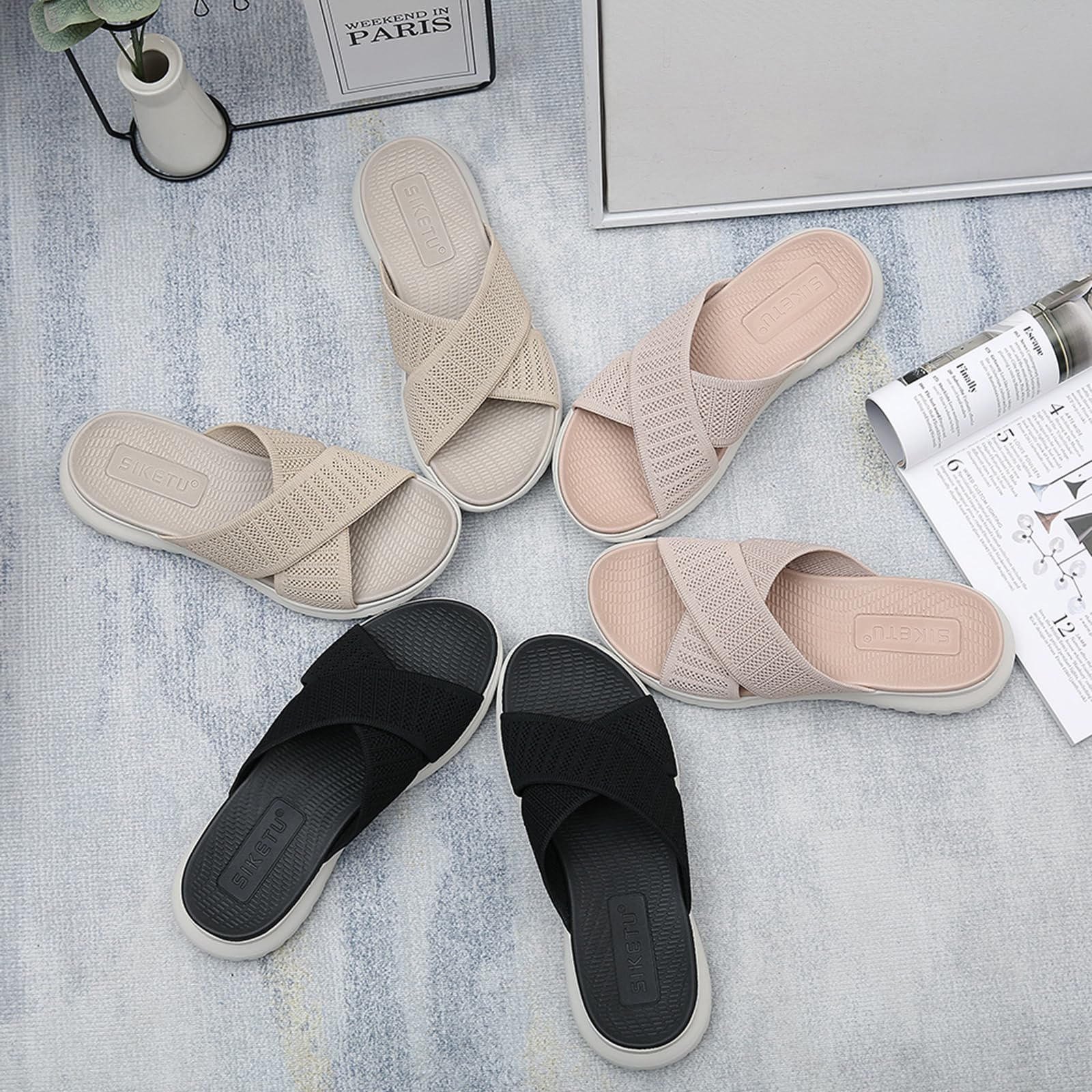 Acfoda Sandali Moda Donna Estivi Comode Leggere Ortopediche Pantofole Antiscivolo Eleganti Passeggio Ciabatte 35-42 EU