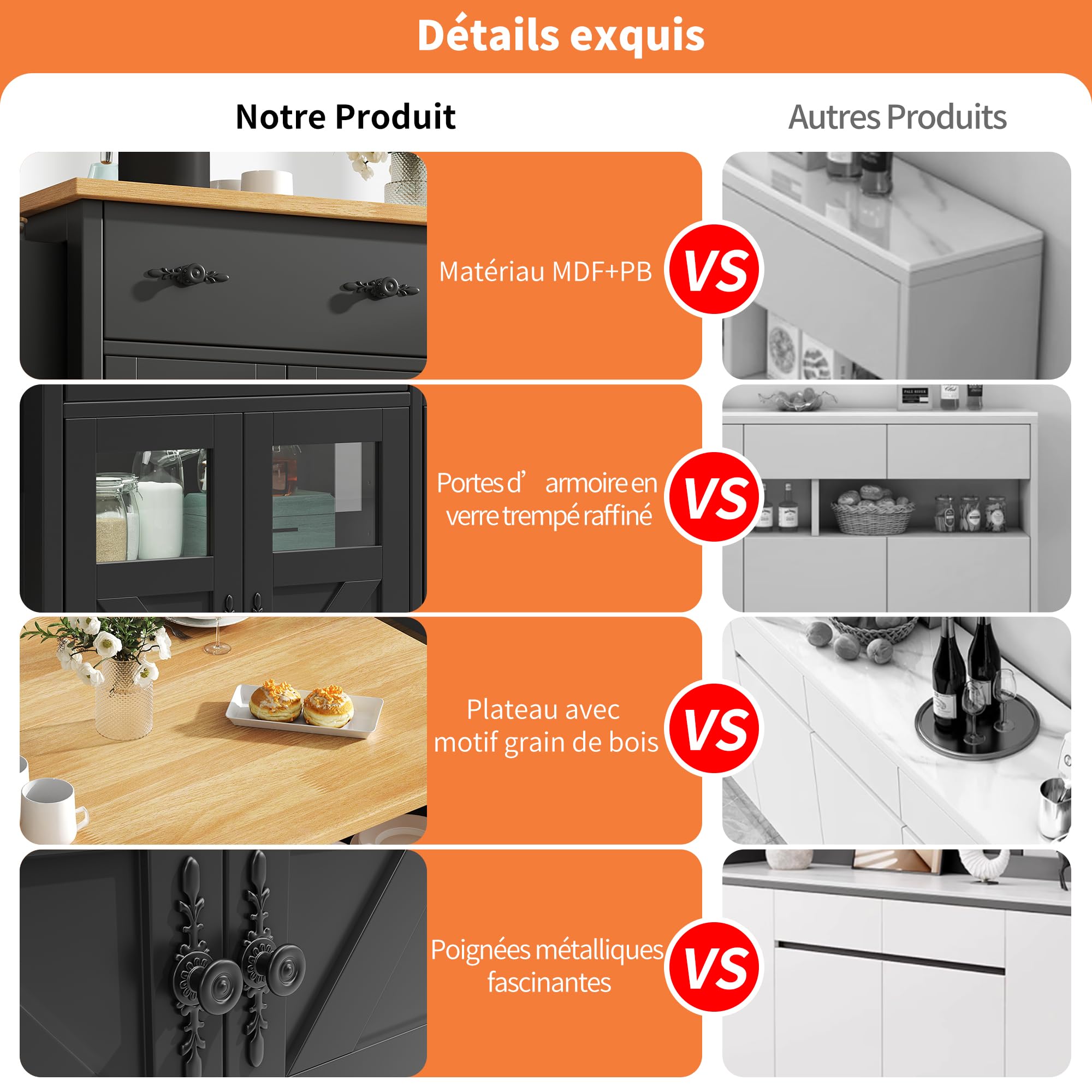 Carrito de cocina multifuncional con gran espacio de almacenamiento, plegable, con frenos