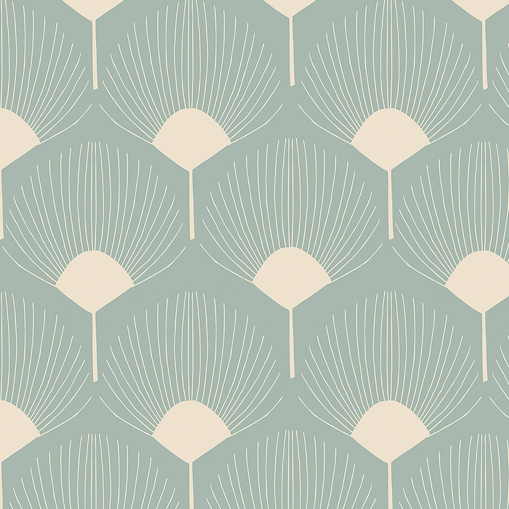 Livelynine Art Deco Wallpaper Peel and Stick Green & Gold Wall Paper for Bathroom Accent Bedroom Kids Prepasted Waterproof Self Adhesive Contact Paper Decorative Palm Fan Cabinet Vinyl Wrap 17.5x78.8"