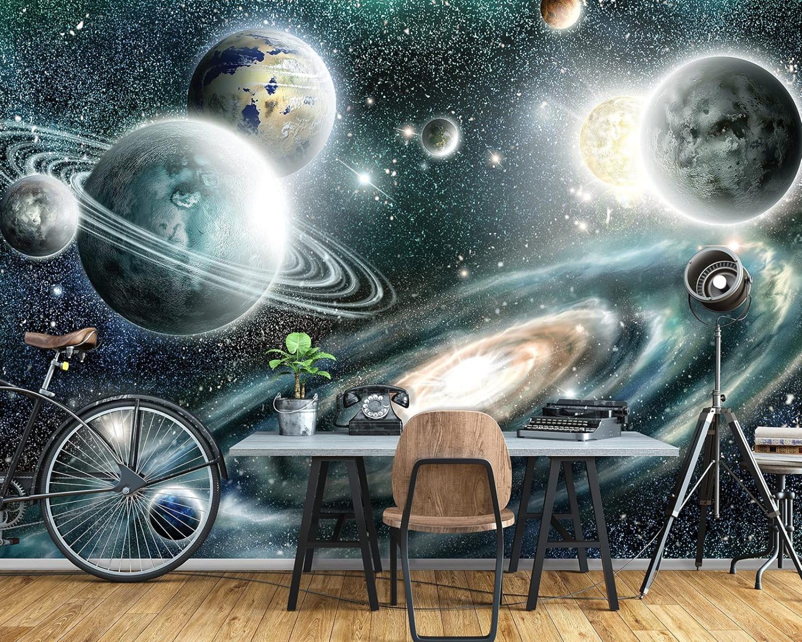 Kfjhgbdshhj 3D Mural Photo Mural-Wallpaper For Children's Room Space Galaxy Planets Universe Stars - For Children Children's - 3D Effect,150Cmx105cm Poster - Wall Sticker - Frameless Picture