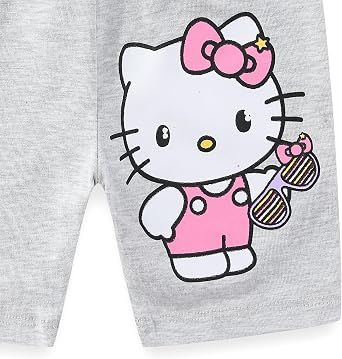 Hello Kitty Sanrio Girls 2 Piece Short Sleeve T-Shirt and Bike Shorts Set for Big Kids