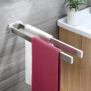 ZUNTO Towel Rail Double Stainless Steel Towel Rail Wall Towel Hook Kitchen Towel Rack Bathroom Towel Holder for Bathroom K...