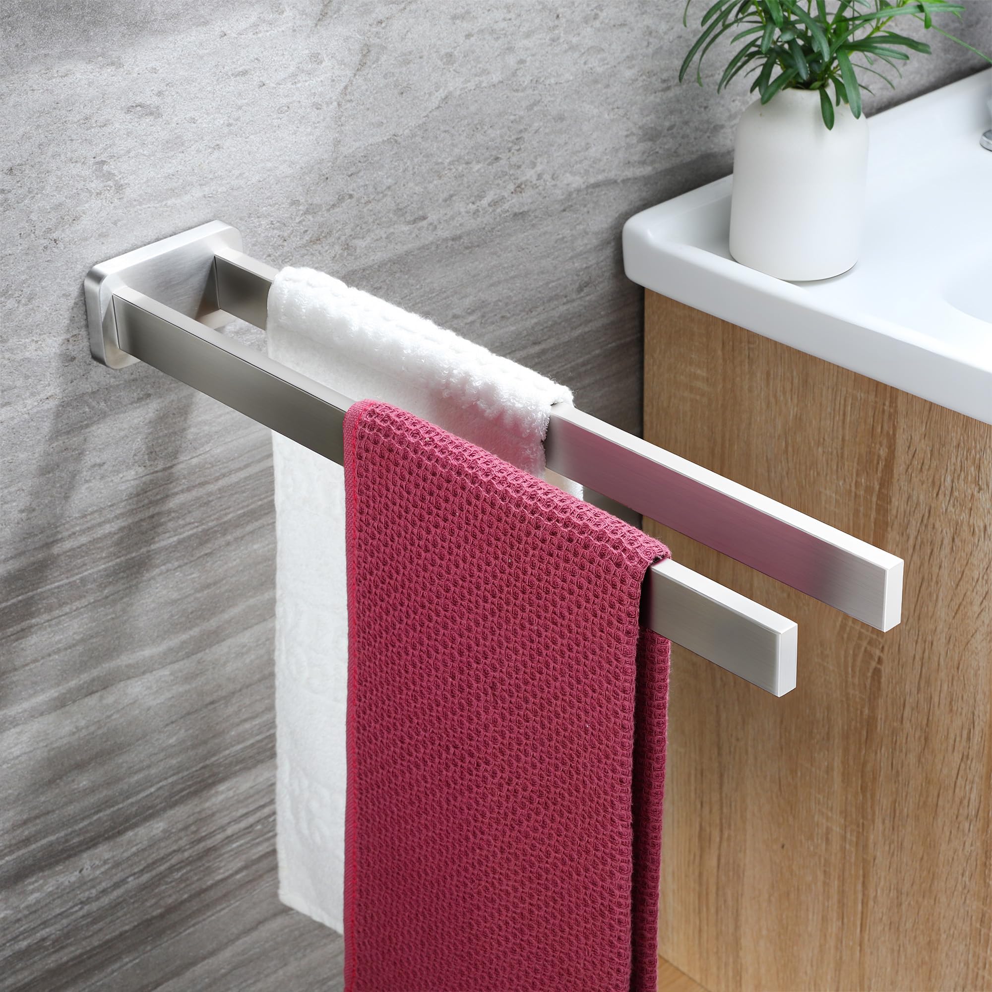 ZUNTO 40cm Wand Handtuchhalter Doppelt Edelstahl Handtuchstange, Wand Handtuchhaken Küche Handtuchständer, Badezimmer Badetuchhalter Zweiarmig für Bad küche