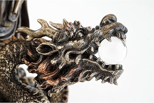 Miniatura 6 de Top Collection 13" H 10.5" L Guan Yin Riding Dragon Statue. Polvo de bronce mezclado con resina - Acabado antiguo de bronce. Diosa de la compasión y