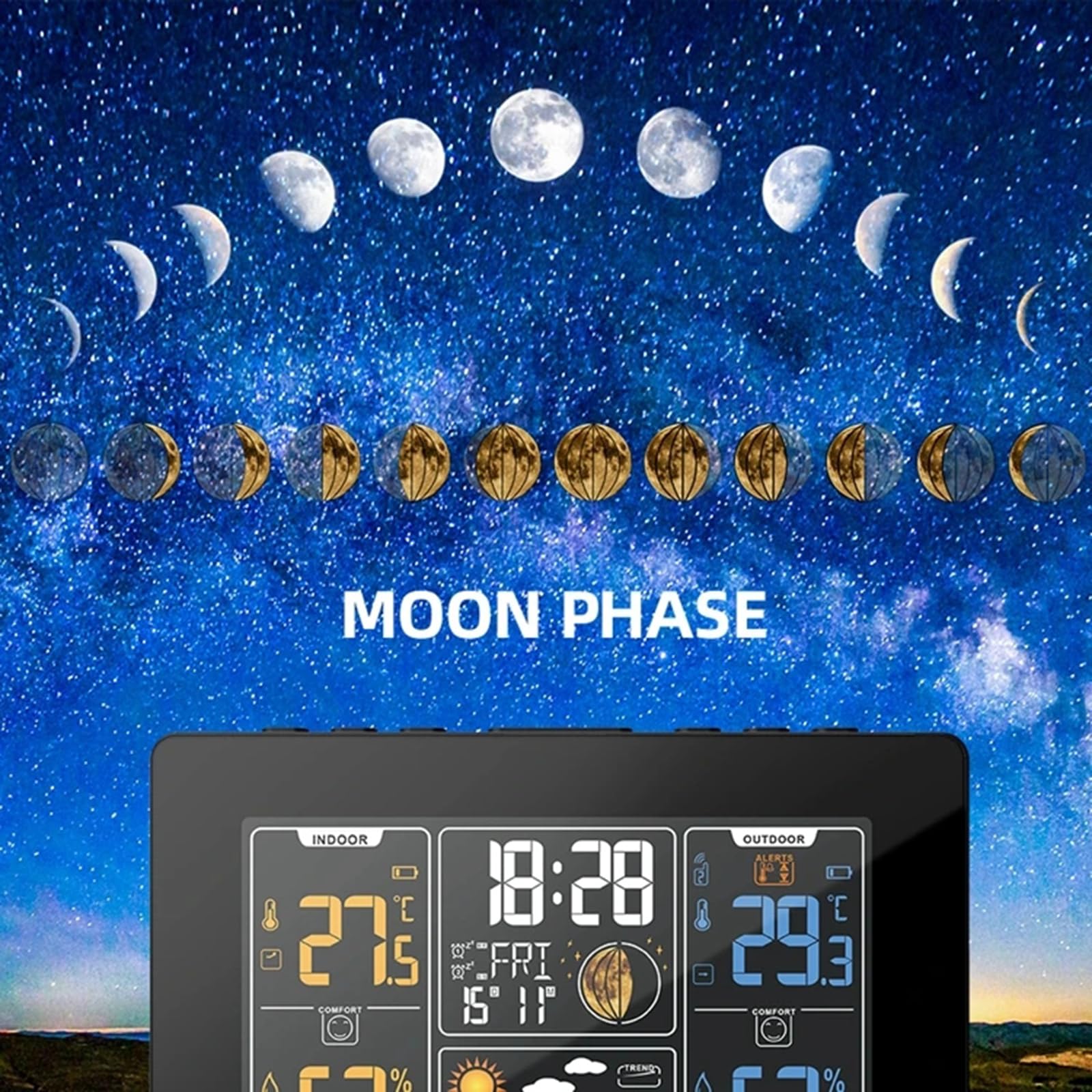 Estación meteorológica inalámbrica Profesional con Sensor, termómetro Digital para interiores y exteriores, barométrico, despertador con función de repetición, pronóstico del tiemp