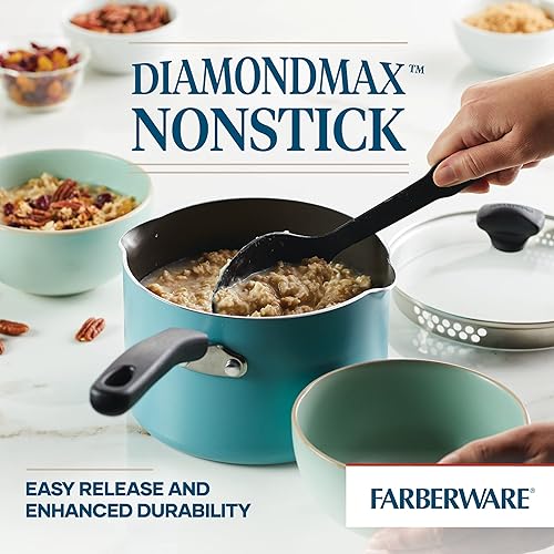Miniatura 10 de Farberware Cookstart DiamondMax - Juego de sartenes antiadherentes, apto para lavavajillas, 8.25 pulgadas y 10 pulgadas, color plateado