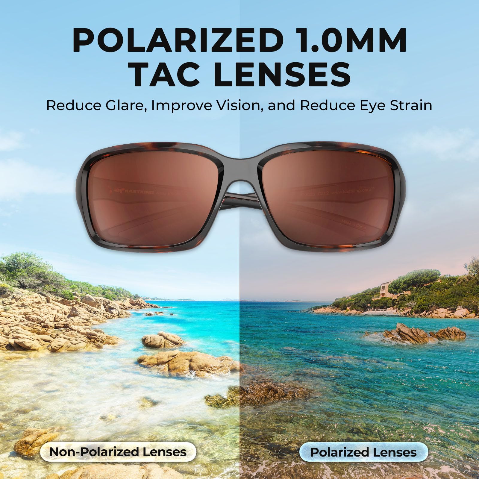KastKing Alanta Lunettes de soleil de sport polarisées pour femme, idéales pour la conduite, la pêche, le cyclisme et la course, protection UV