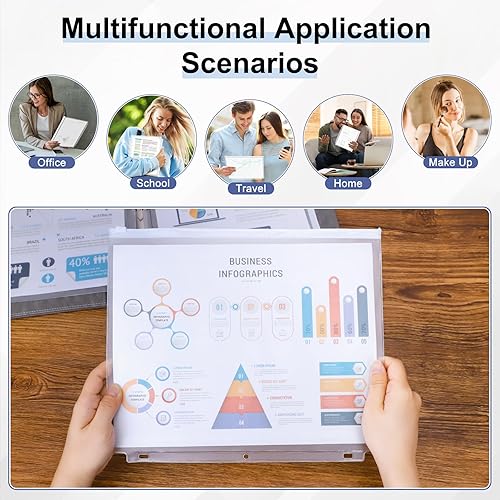 Miniatura 7 de Antner 20 bolsillos tamaño carta para carpeta de 3 anillas, con cremallera blanca, bolsas organizadoras de documentos de PVC pesado de 3 agujeros,