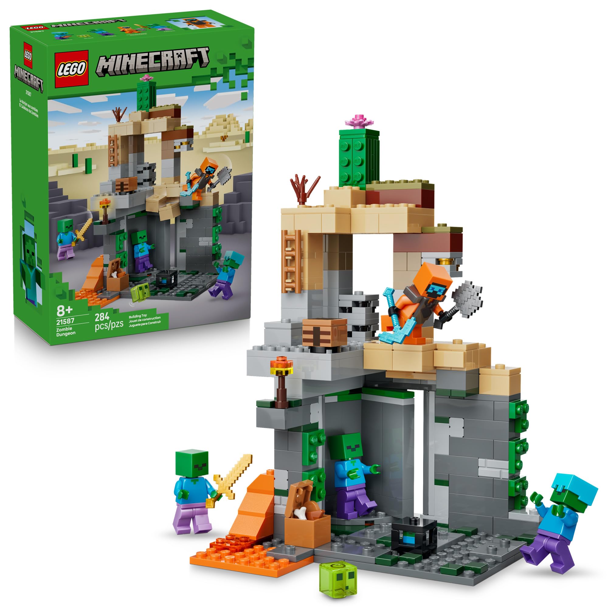LEGO Minecraft Zombie Dungeon Building & Pretend Play Toy for Boys & Girls - Video Game Playset & Toy Figures for Kids, Ages 8+ - W/Wandering