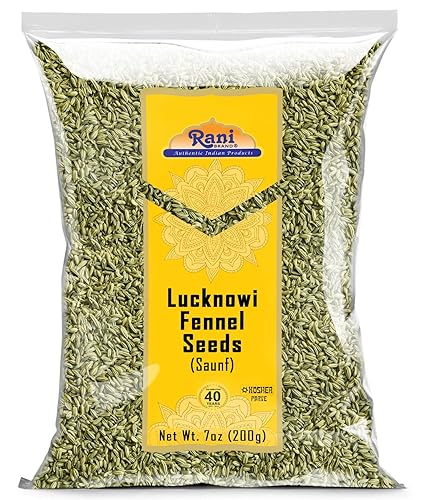 Rani Semillas de hinojo Lucknowi (hinojo pequeño fino) especias enteras 7 onzas (7.05 oz) Todo natural Apto para gluten Sin OMG Vegano Origen