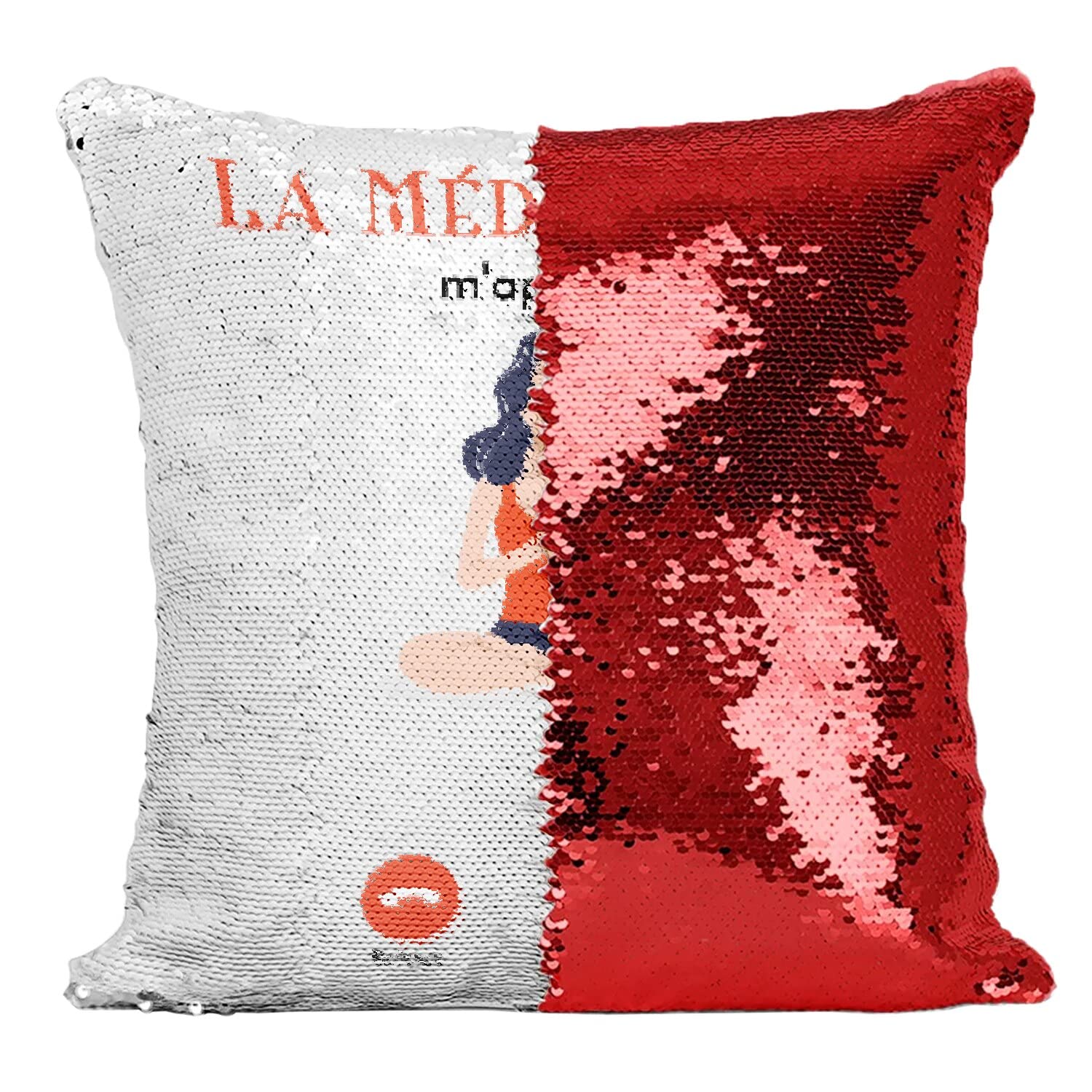 Coussin Sequin Rouge La Méditation m'appelle Paillettes Zen
