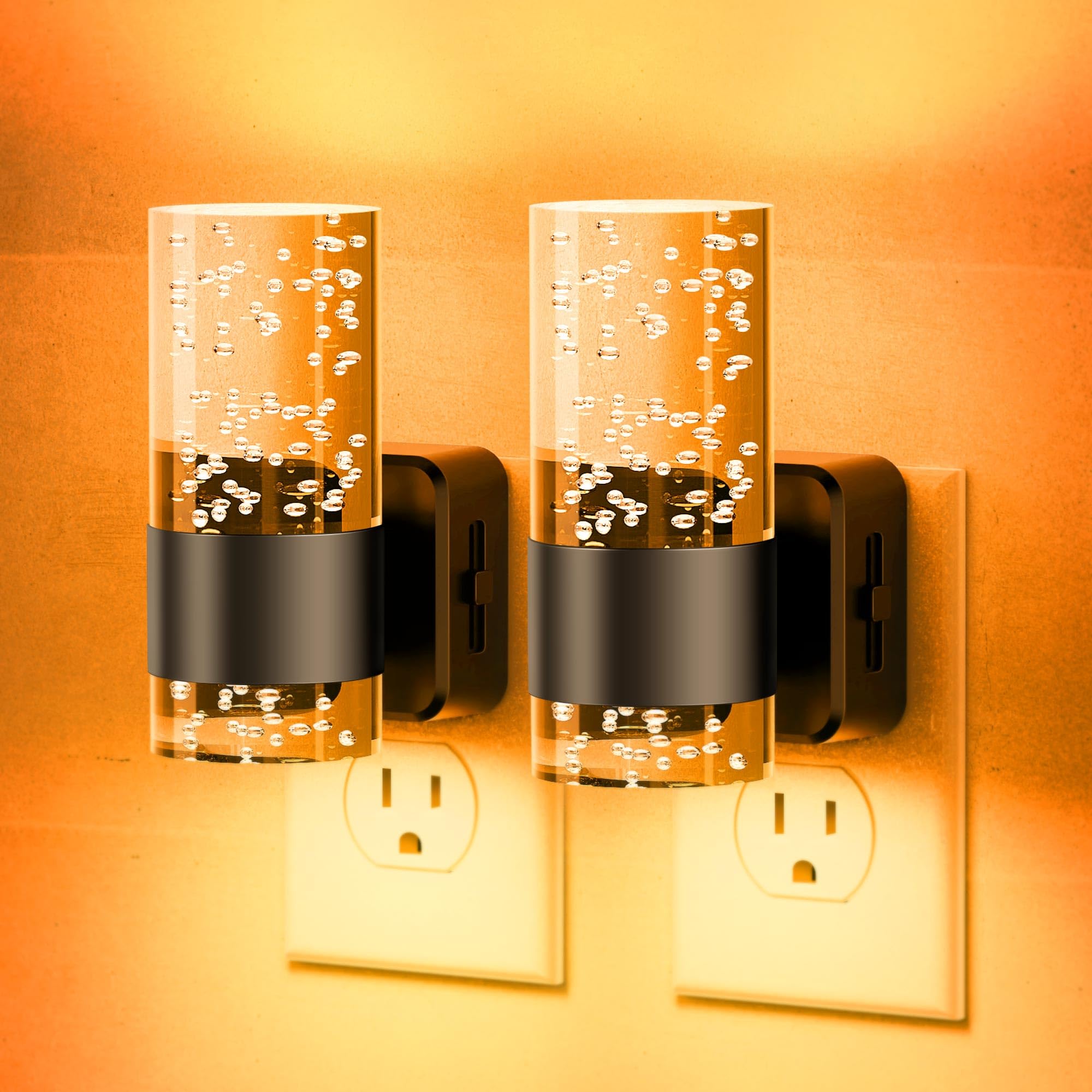 Photo 1 of JandCase Night Light, Automatic Night Lights Plug into Wall, 2 Pack Dimmable LED Night Light with Adjustable Brightness, Night Lights Plug in with Auto Light Sensor, Amber for Bathroom Hallway Decor