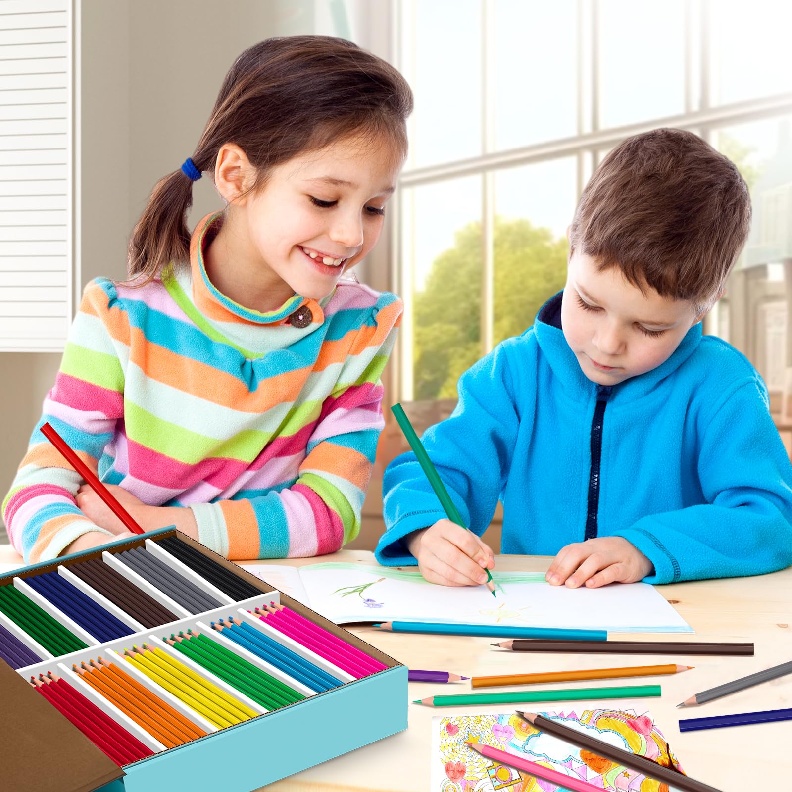 YEGEER Buntstifte, 480 Stück, 12 verschiedene Farben, vorgespitztes Buntstifte-Set für Kinder und Erwachsene, Lehrer, wesentliche Klassenzimmerpreise, Schulbedarf