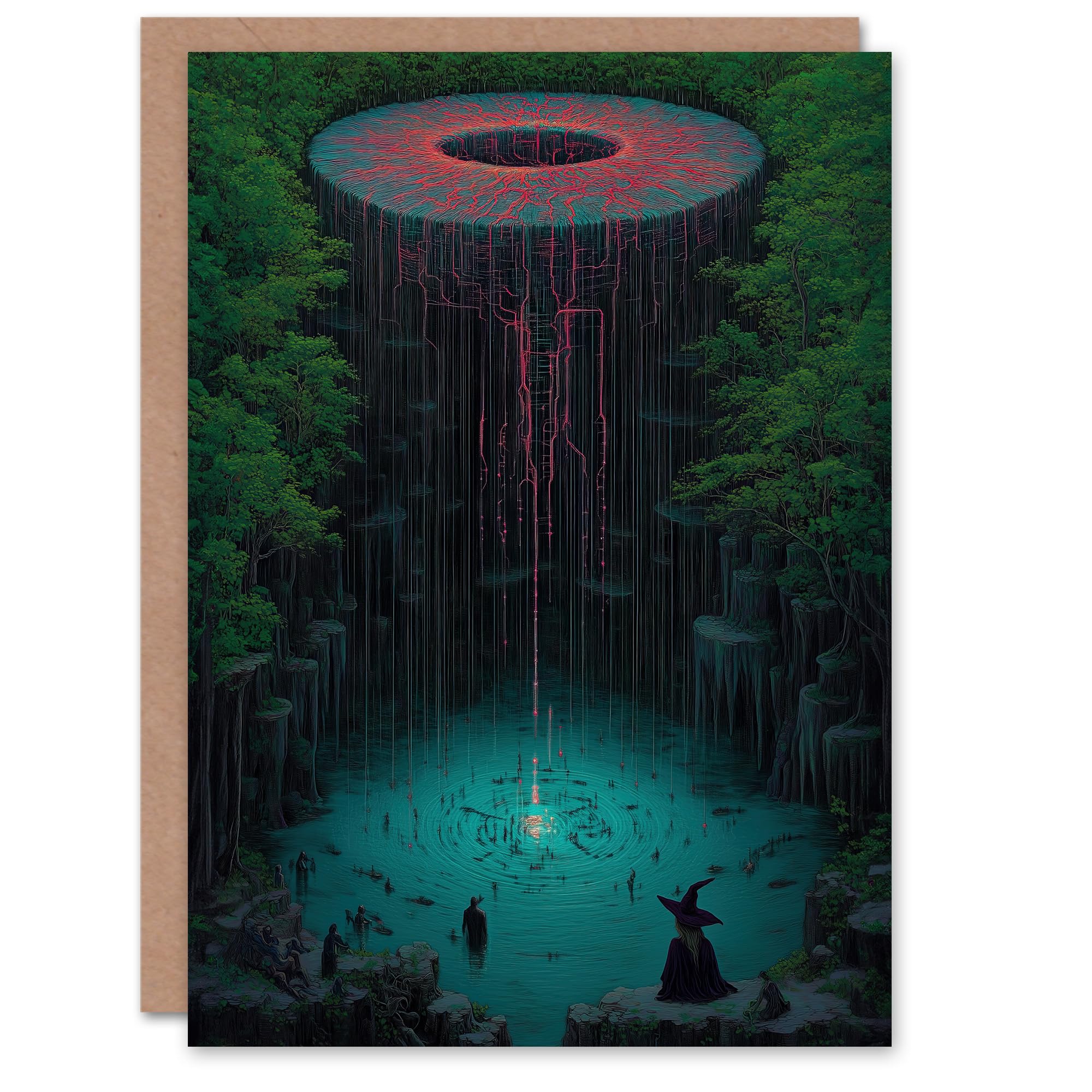 Artery8 Greeting Card Witch Forest Tree Of Life Surreal Fantasy Art Blank For Him Or Her Art Birthday Card