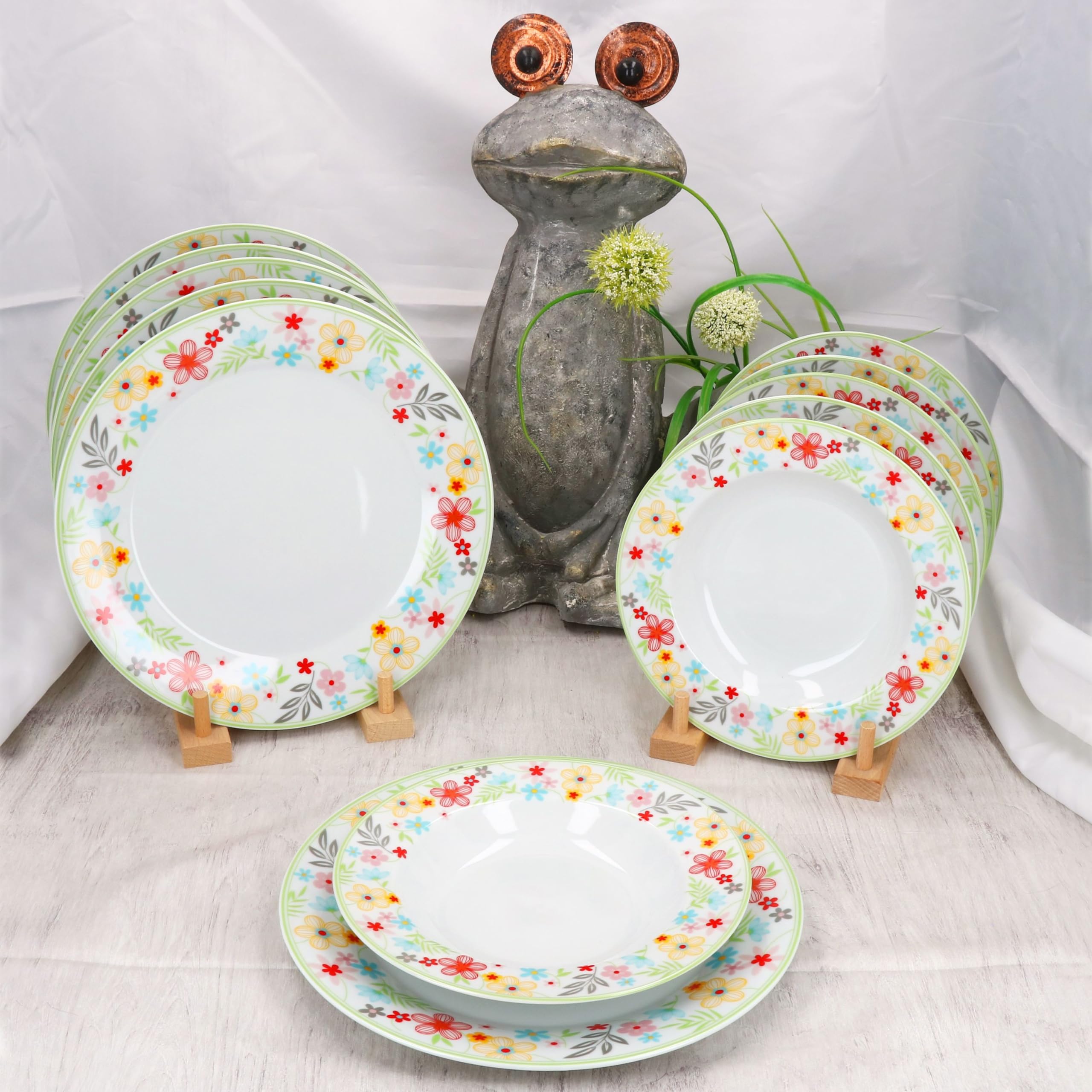 MamboCat Viola Lot De 6 Assiettes Plates I 27,2 Cm I Assiettes Plates En Porcelaine Avec Décor Floral Pour 6 Personnes I Grandes Assiettes Pour Repas Principaux, Barbecue, Etc