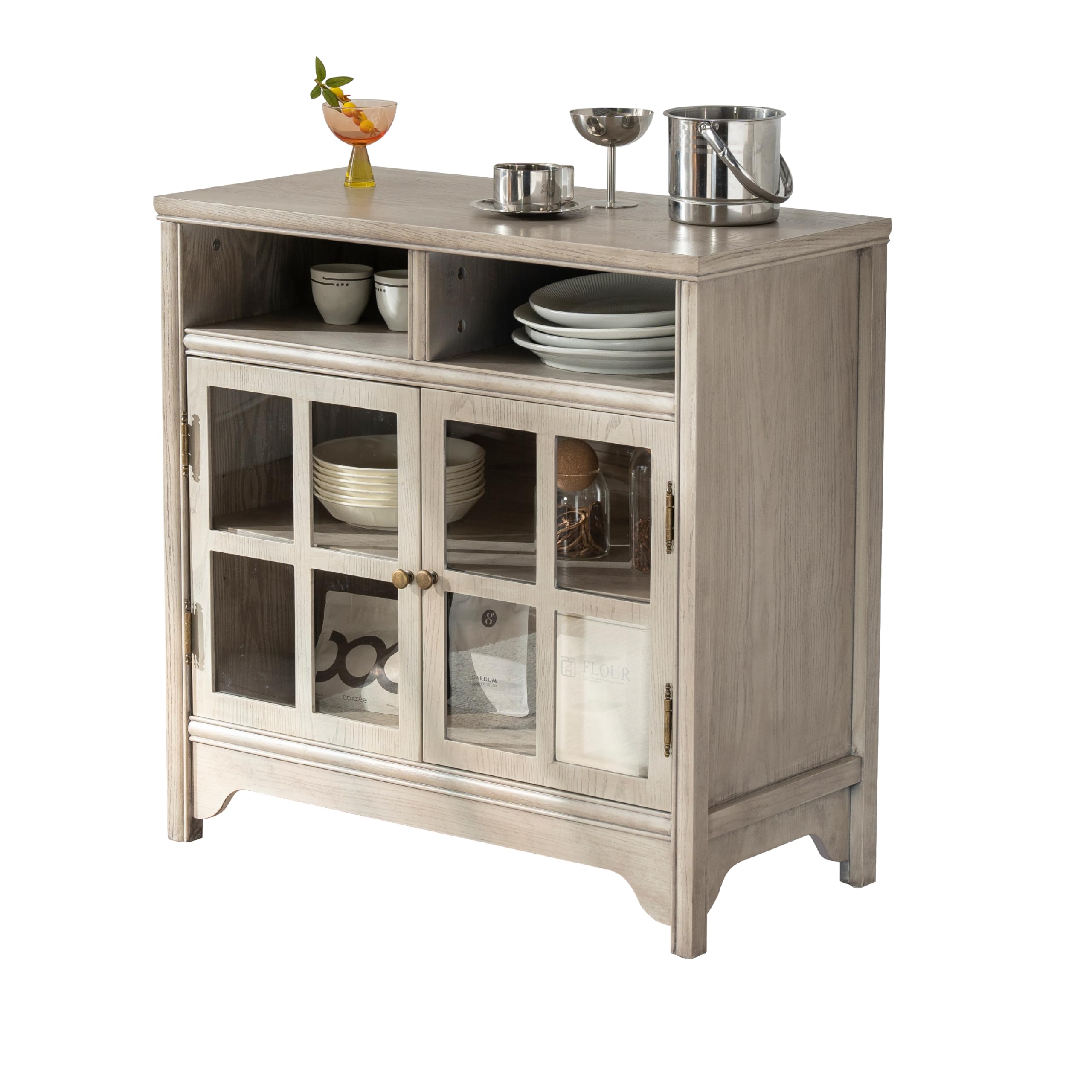 Chogori 31.5" Solid Wood Buffet Cabinet with Storage, Farmhouse Sideboard with 2 Doors, Coffee Bar Cabinet for Dining Room, Kitchen, or Living Room,