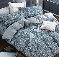 Vista 8 de SLEEPBELLA Funda de edredón tamaño Queen, 600 hilos de algodón reversible con ramas grises y flores amarillas (tamaño Queen, hojas blancas)