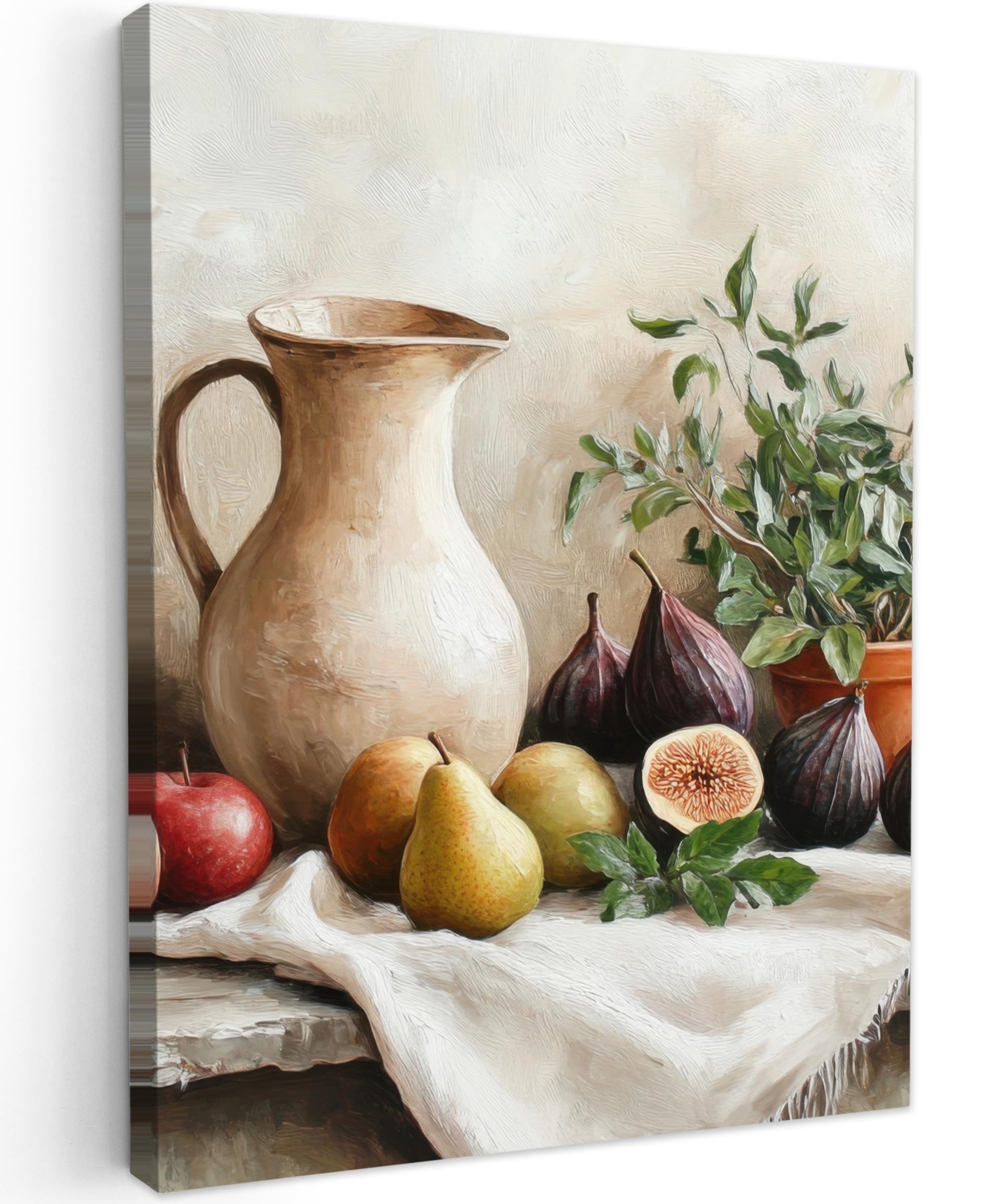 MuchoWow© Canvas Wall Art 24"x31" / 60x80 cm Decor Paintings Print framed on Canvas Pictures for Hallway Fruit - Herbs - Rustic