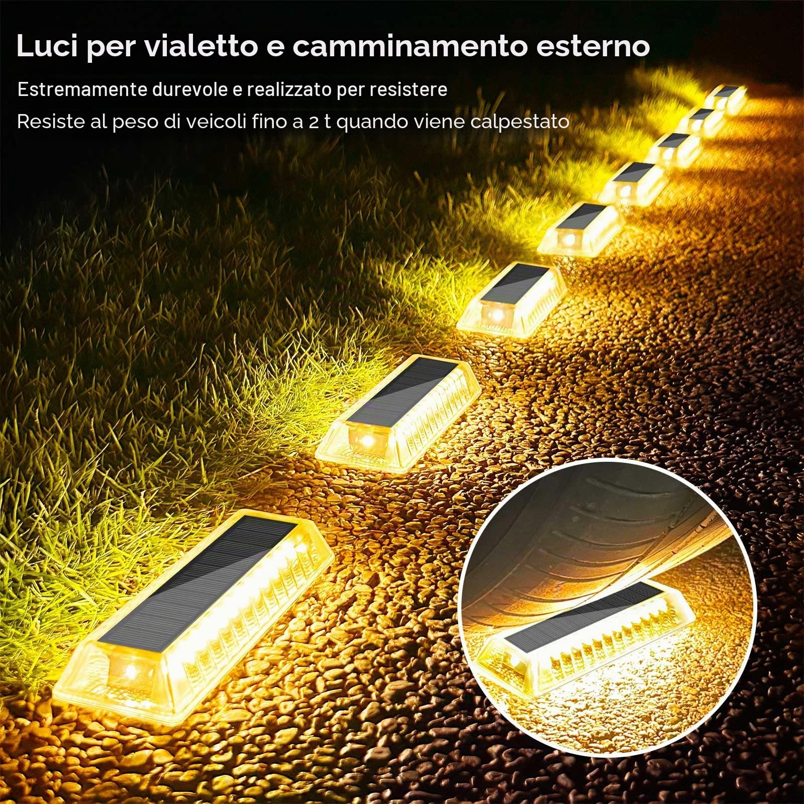 Lacasa Luci Solari da Giardino, 8 Pezzi Luce Solare LED Esterno 50LM Lampade Solari da Giardino, Luci per Sentieri IP68 Impermeabile Lampada Solare per Passo Vialetto Scale Terra, Bianco Caldo 2700K