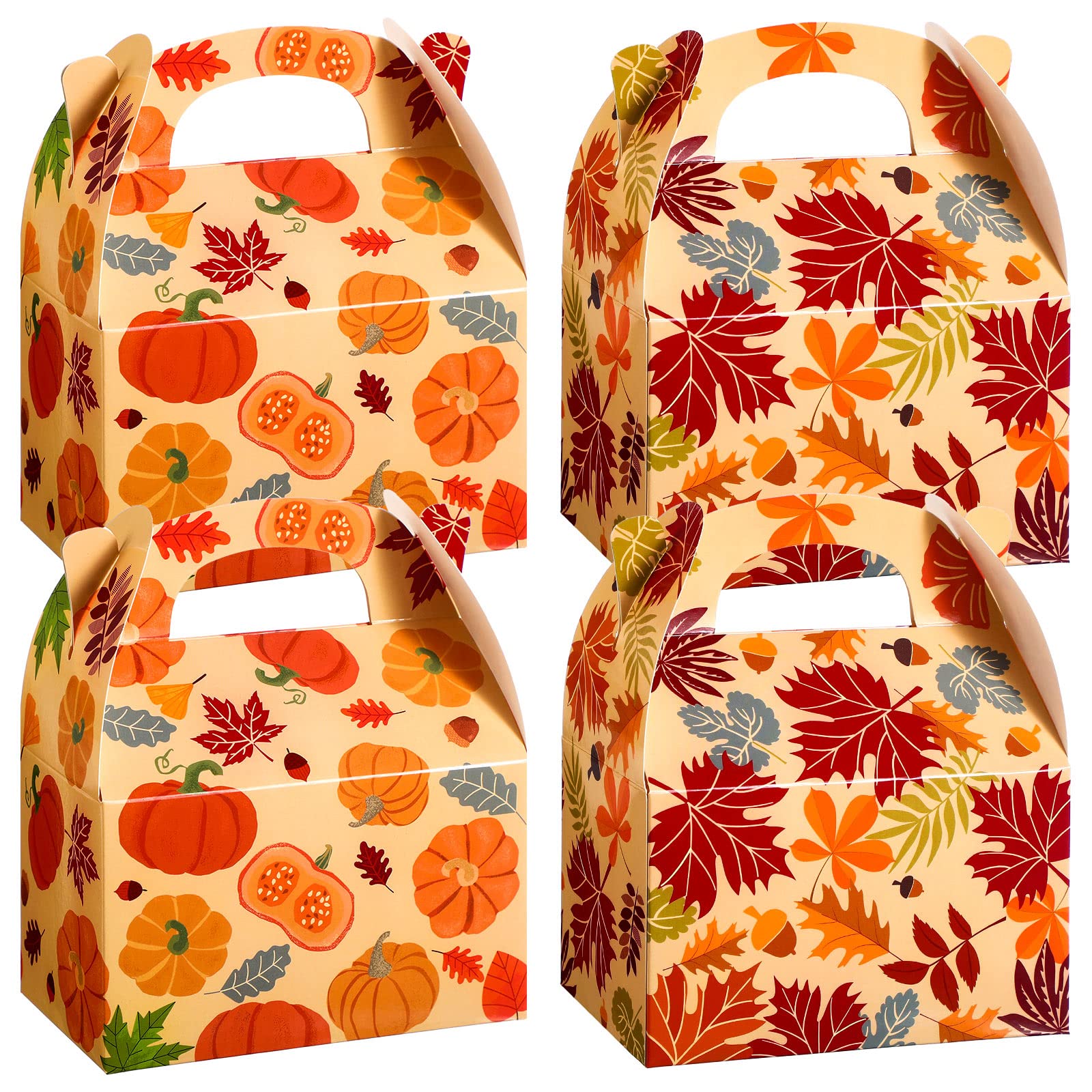 Fall Party Candy Boxes Thanksgiving Party Treat Boxes Autumn Harvest Party Boxes Pumpkin Maple Leaf Fall Paper Boxes for Thanksgiving Autumn Harvest Halloween Birthday Party Decoration (48 Pcs)