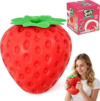 Strawberry Squishy-5.5 Inch Jumbo Slow Rising Squishys,Squeeze Toys,Giant Strawberry Squishy,Soft Fruit squishys,Sensory Toys for Stress Relief, Party Favors Gift for Boys Girls Adults