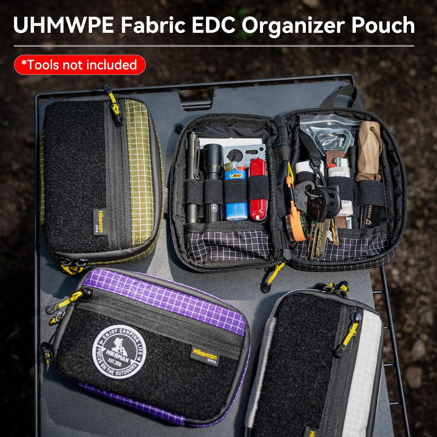 HIKEMAN EDC Pocket Organizer Pouch, Tactical Mini Small Multiple Compartments Tool Storage Bag for Men, Portable Nylon Molle Compatible Military Utility Pouch for Everyday Carry, Outdoor - Image 2