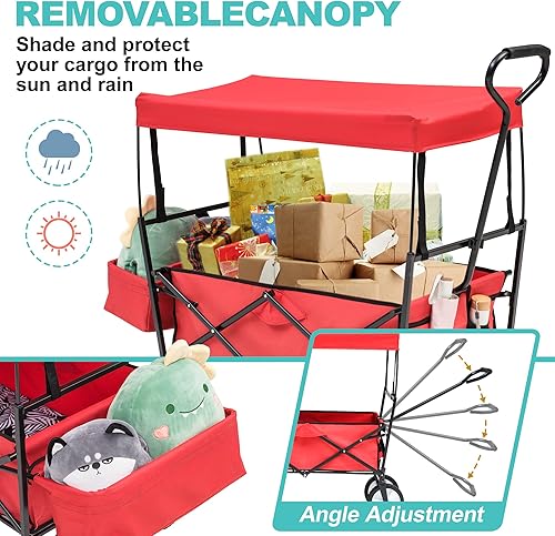 Miniatura 4 de Carro plegable con ruedas carrito de playa resistente al aire libre carrito de comestibles portátil plegable con asa para campamento al aire libre