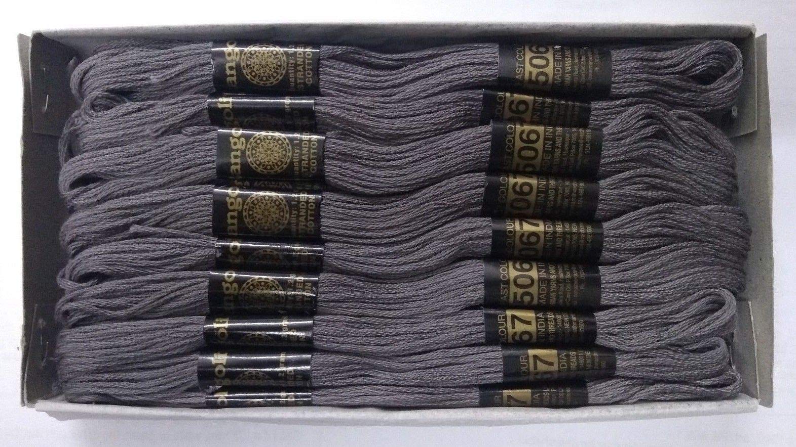 Fil à broder en coton gris 75 échevettes 6 plis pour canevas et couture