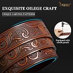 JASGOOD Men's Western Leather Belt Strap Engraved Cowboy Belt without Buckle Long Horn Bull Country Belt 1.5'' Wide