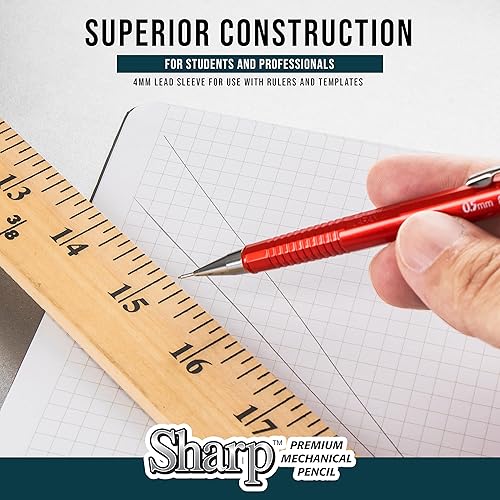 Miniatura 5 de Pentel Sharp - Portaminas (0.028 in), barril negro y azul, paquete de 5 (P2057BP5AC)