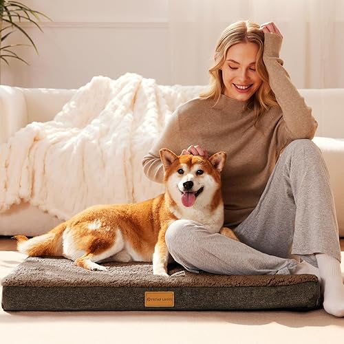 Miniatura 9 de Patas Lague Cama ortopédica XL para perros grandes de 42 x 28 pulgadas, cama para perros grandes con funda extraíble lavable, tapete impermeable