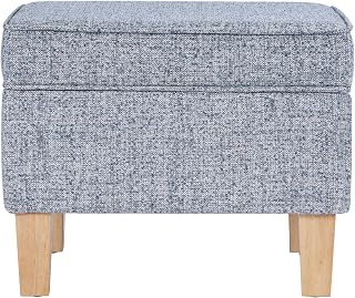 HomePop 22" Medium Rectangular Storage Ottoman - Blue Gray Woven Fabric