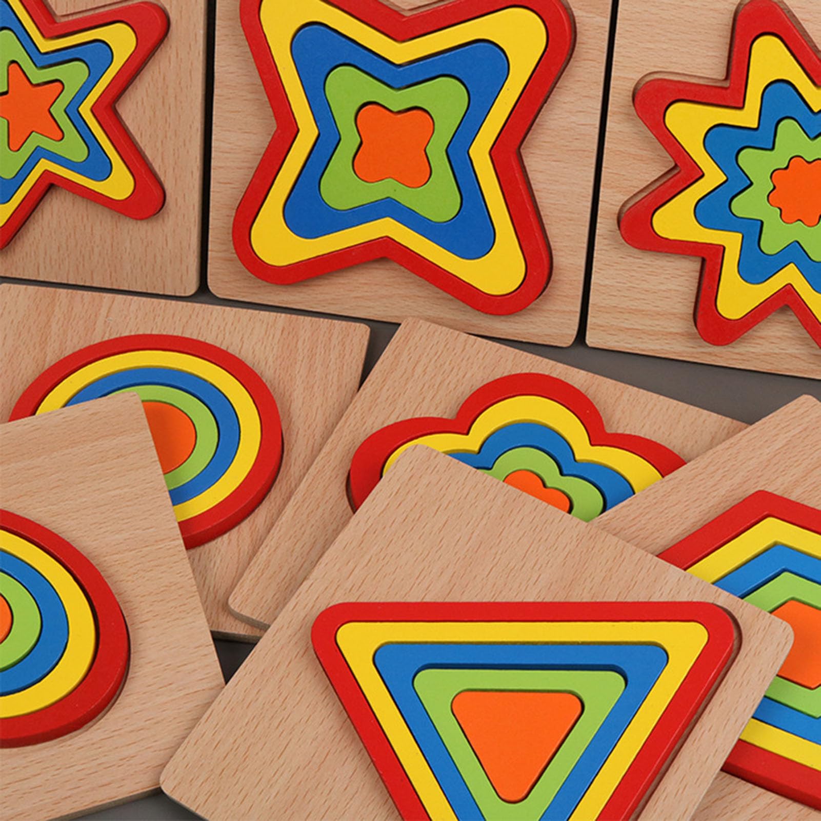 Tablice do rozpoznawania kształtów geometrycznych Montessori, drewniane sensoryczne puzzle dla małych dzieci,A set