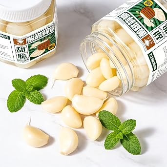 Crisp Sweet Pickled Garlic Cloves, Chinese Traditional Fermented Garlic Pickles, Perfect Appetizer & Side Dish 2 Jars(520g/18.34oz)