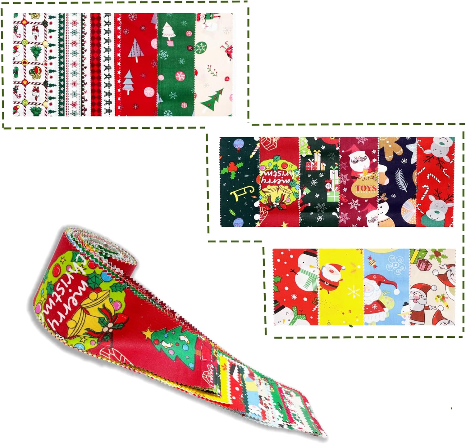 42Pcs Cotton Washi Jelly Roll Fabric Strips - 2.5×19.6 Inch Pre-Cut Quilting Bundles for Sewing, Patchwork | DIY Cushions, Table Runners, Home Decor