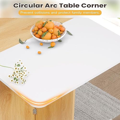 Miniatura 5 de Mesa de comedor plegable, mesa de comedor versátil con ruedas bloqueables y almacenamiento, mesa de comedor extensible que ahorra espacio con cajón,