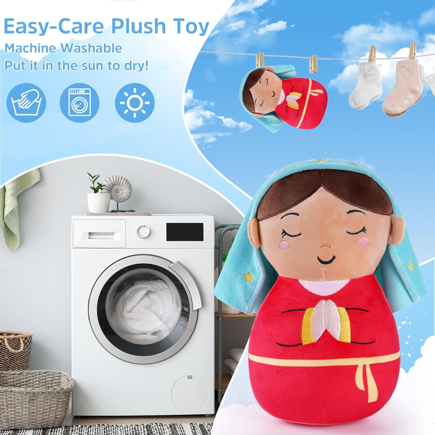 Our Lady of Guadalupe Plush Toy, 8 Inch Virgin Mary Stuffed Doll Catholic Baby Gifts, Religious Stuffed Plushie for Kids Girls, Gift for Religious Kids Christmas Birthday Baptism - Image 6