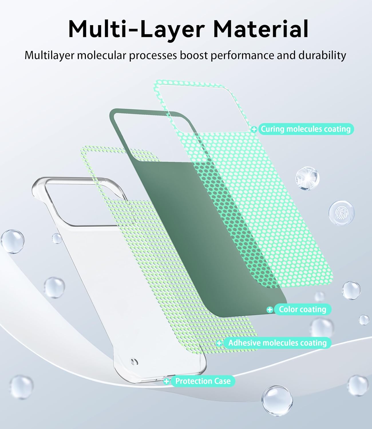 Slim Borderless for iPhone 17 Pro Max Phone Case 6.9"(2025)Ultra-Thin Lightweight Frameless Matte Hard PC Cover Case with Pull Ring Minimalist Non Slip Rope,Suppor Wireless Charging-Dark green - Image 5